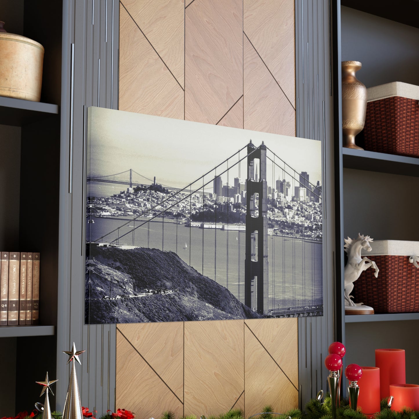 Canvas Print Of Golden Gate Bridge & Coit Tower In San Francisco For Wall Art