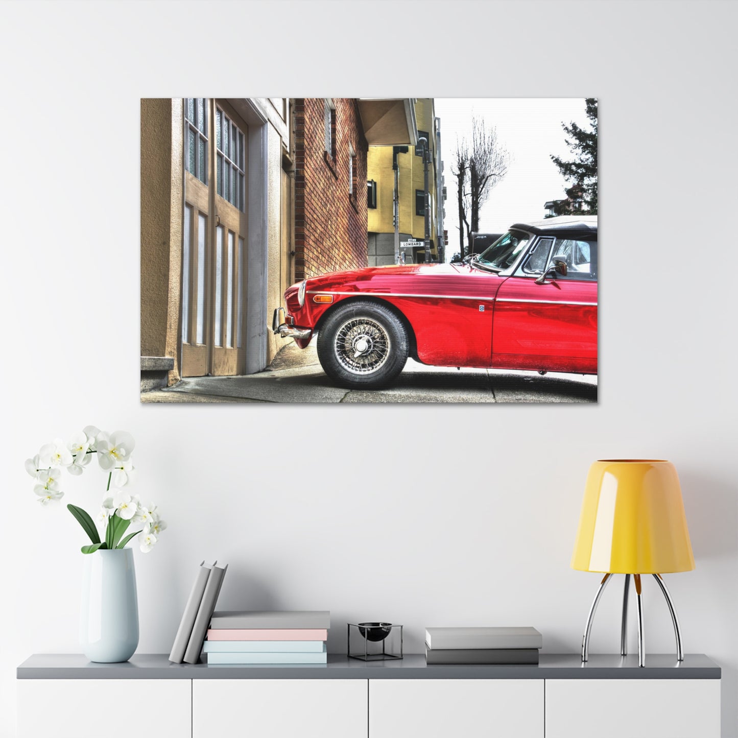 Canvas Print Of An MG Car On Lombard Street In San Francisco For Wall Art