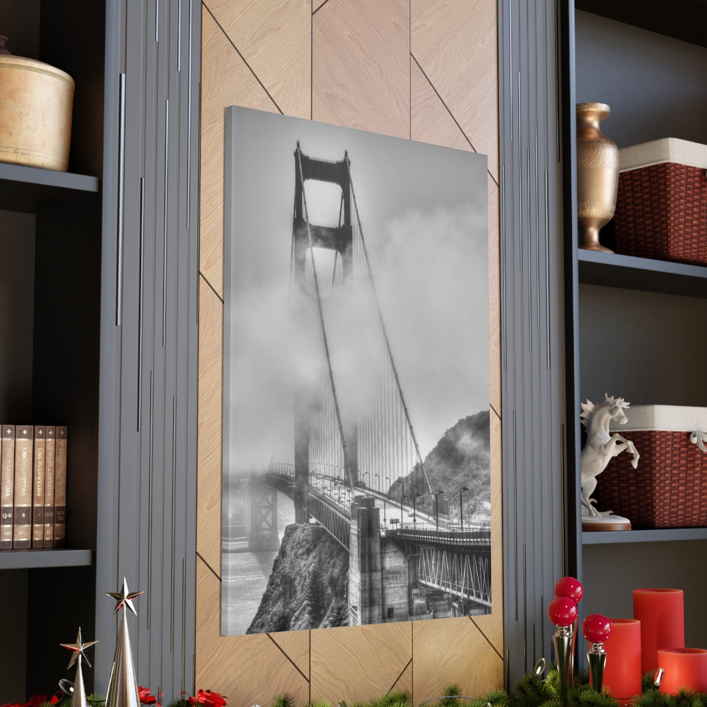 Canvas Print Of Golden Gate Bridge In Fog In San Francisco For Wall Art