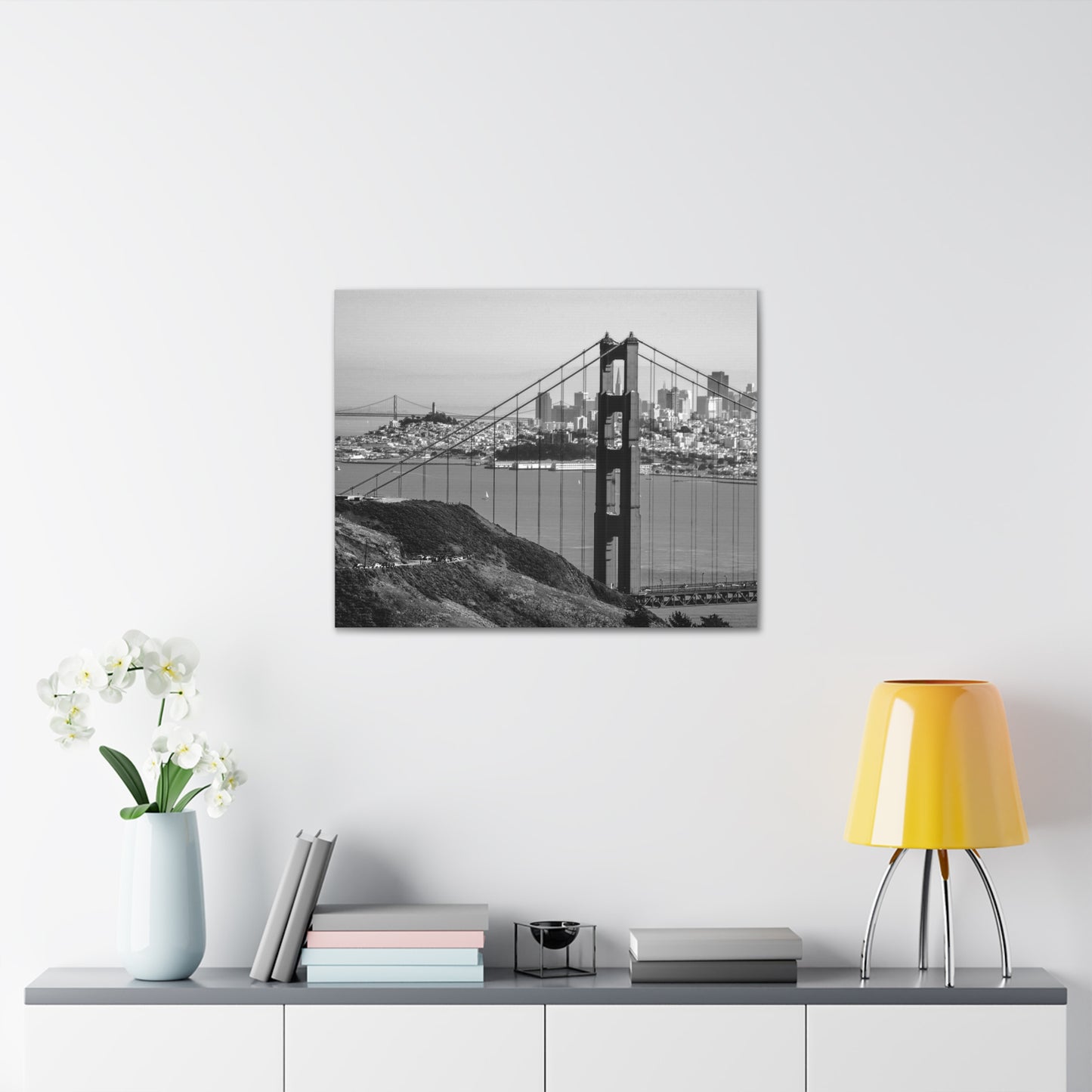 Canvas Print Of Golden Gate Bridge & Skyline In San Francisco For Wall Art