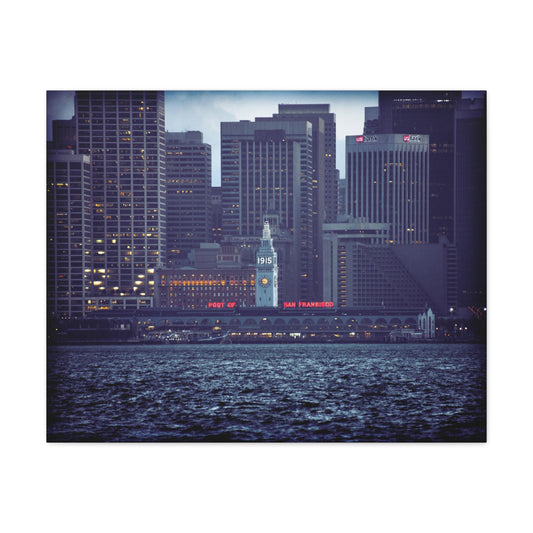 Canvas Print Of Ferry Building And Skyline In San Francisco For Wall Art