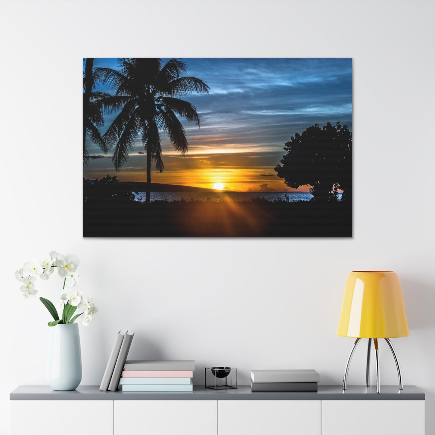 Canvas Print Of Palm Trees At Sunset In Hawaii For Wall Art