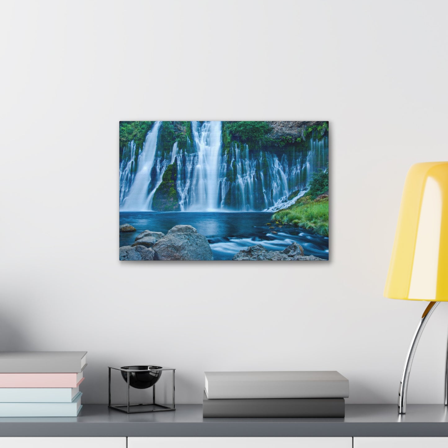 Canvas Print Of Blue Time Lapse Waterfall For Wall Art
