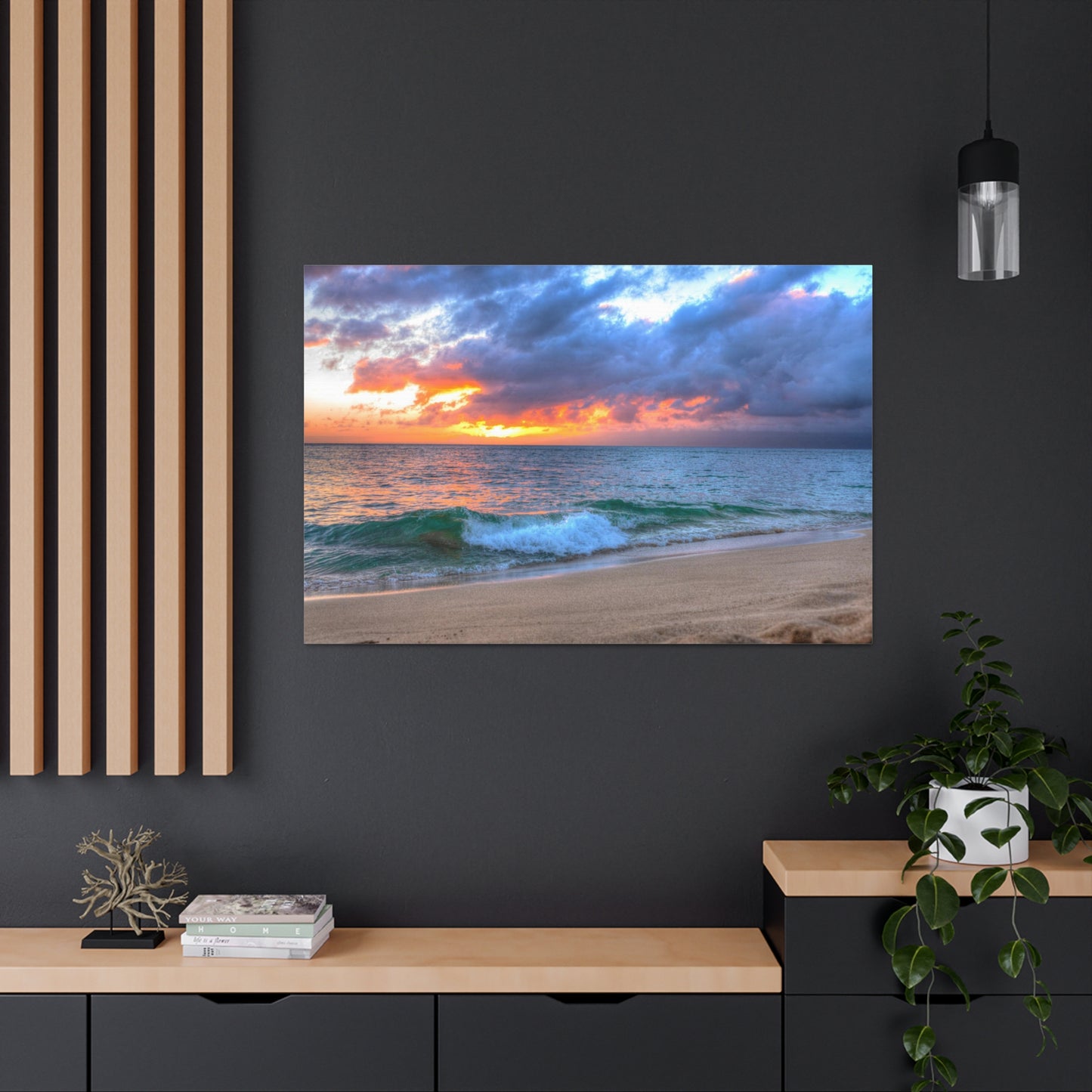 Canvas Print Of A Wave At Sunset In Hawaii For Wall Art