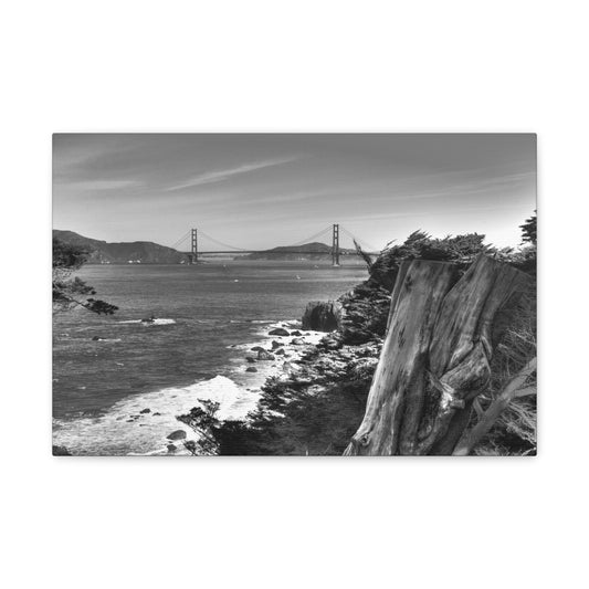 Canvas Print Of Rocky Shoreline And Golden Gate Bridge In San Francisco For Wall Art