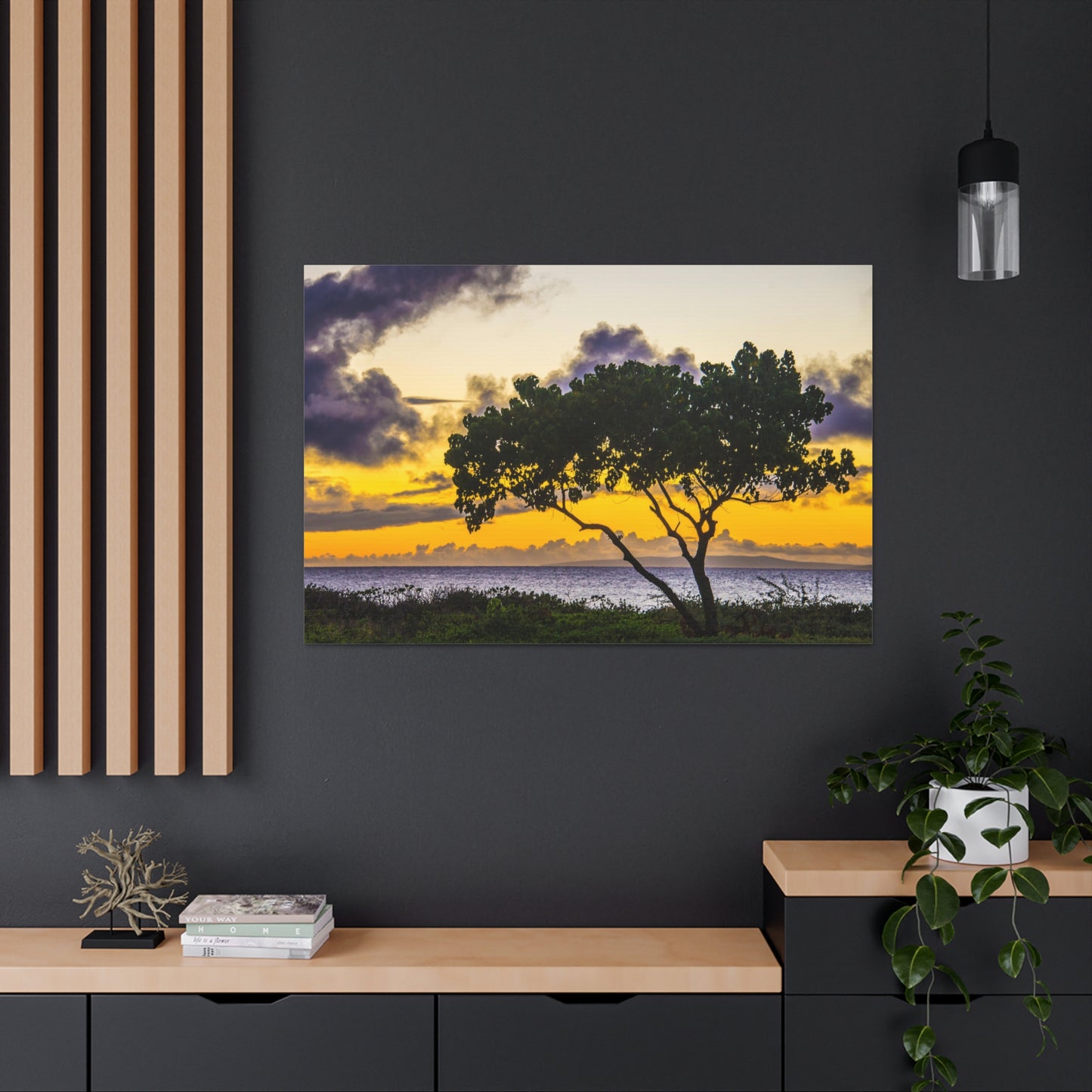 Canvas Print A Banyan Tree At Sunset In Hawaii For Wall Art