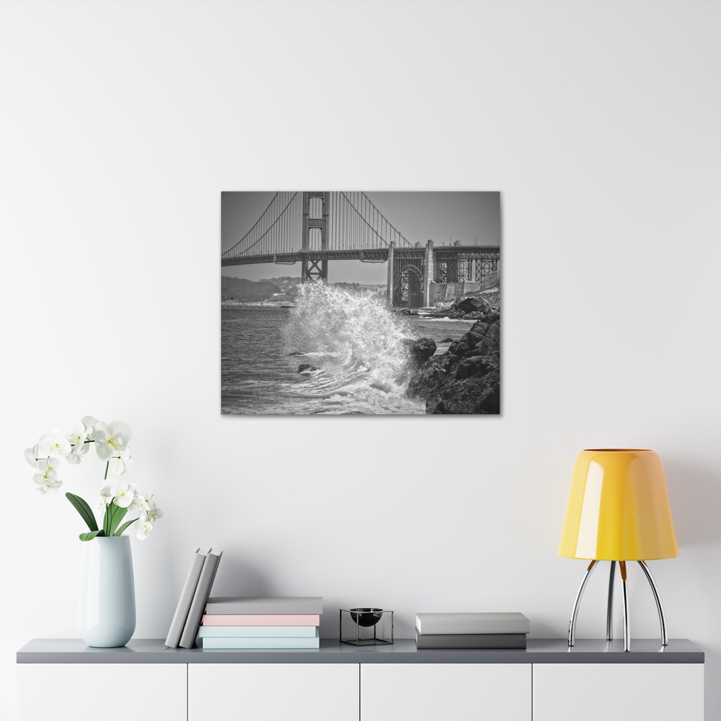 Canvas Print Of Marshall's Beach In San Francisco in Black & White For Wall Art