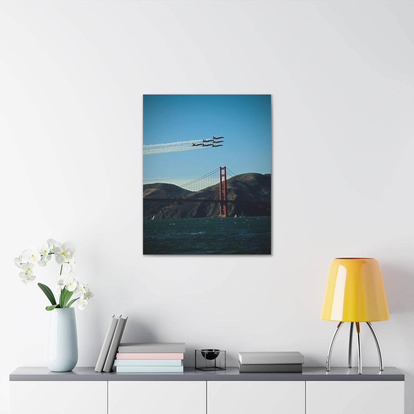 Canvas Print Of Blue Angels And Golden Gate Bridge In San Francisco For Wall Art