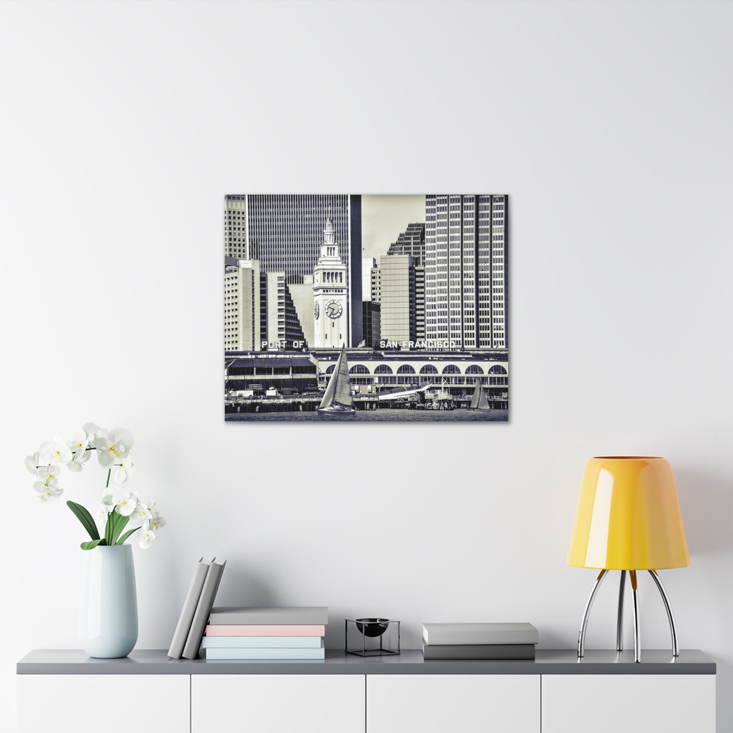 Canvas Print Of Sailboats And The Ferry Building And San Francisco For Wall Art