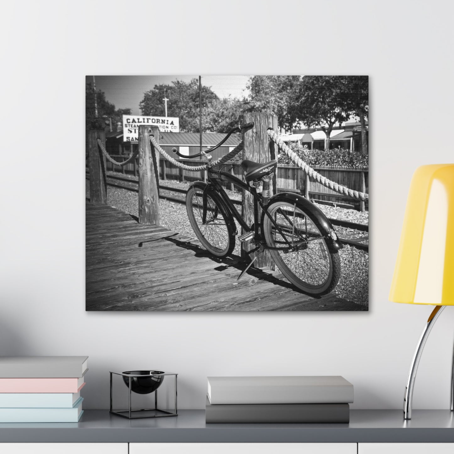 Canvas Print Of Bike And Train Tracks in California For Wall Art