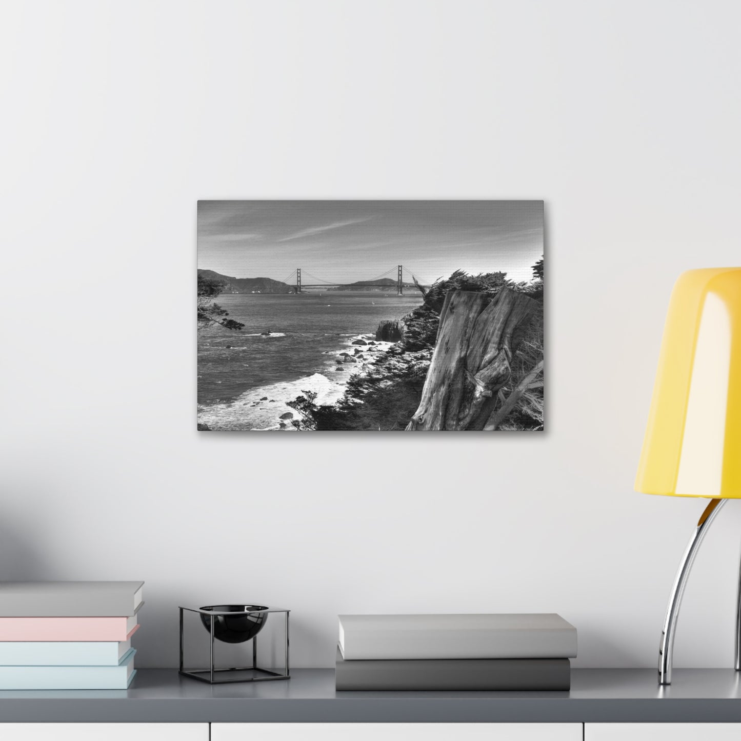 Canvas Print Of Rocky Shoreline And Golden Gate Bridge In San Francisco For Wall Art