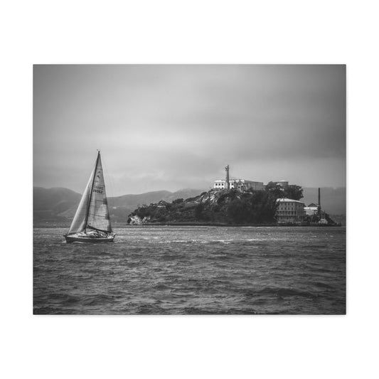 Canvas Print Of Sailboat And Alcatraz San Francisco For Wall Art
