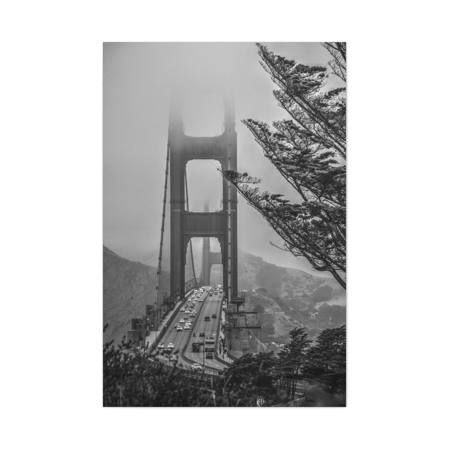 Canvas Print Of Golden Gate Bridge And Foliage In San Francisco For Wall Art