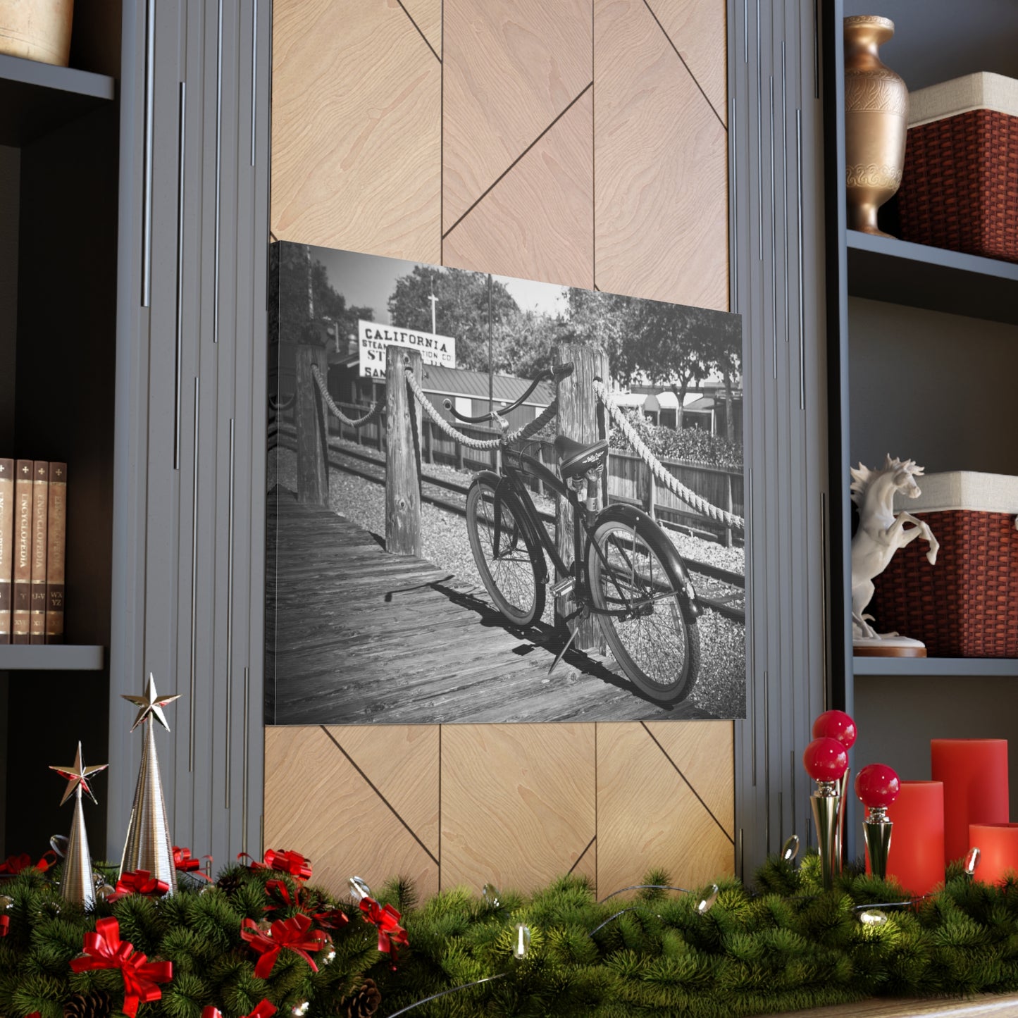 Canvas Print Of Bike And Train Tracks in California For Wall Art