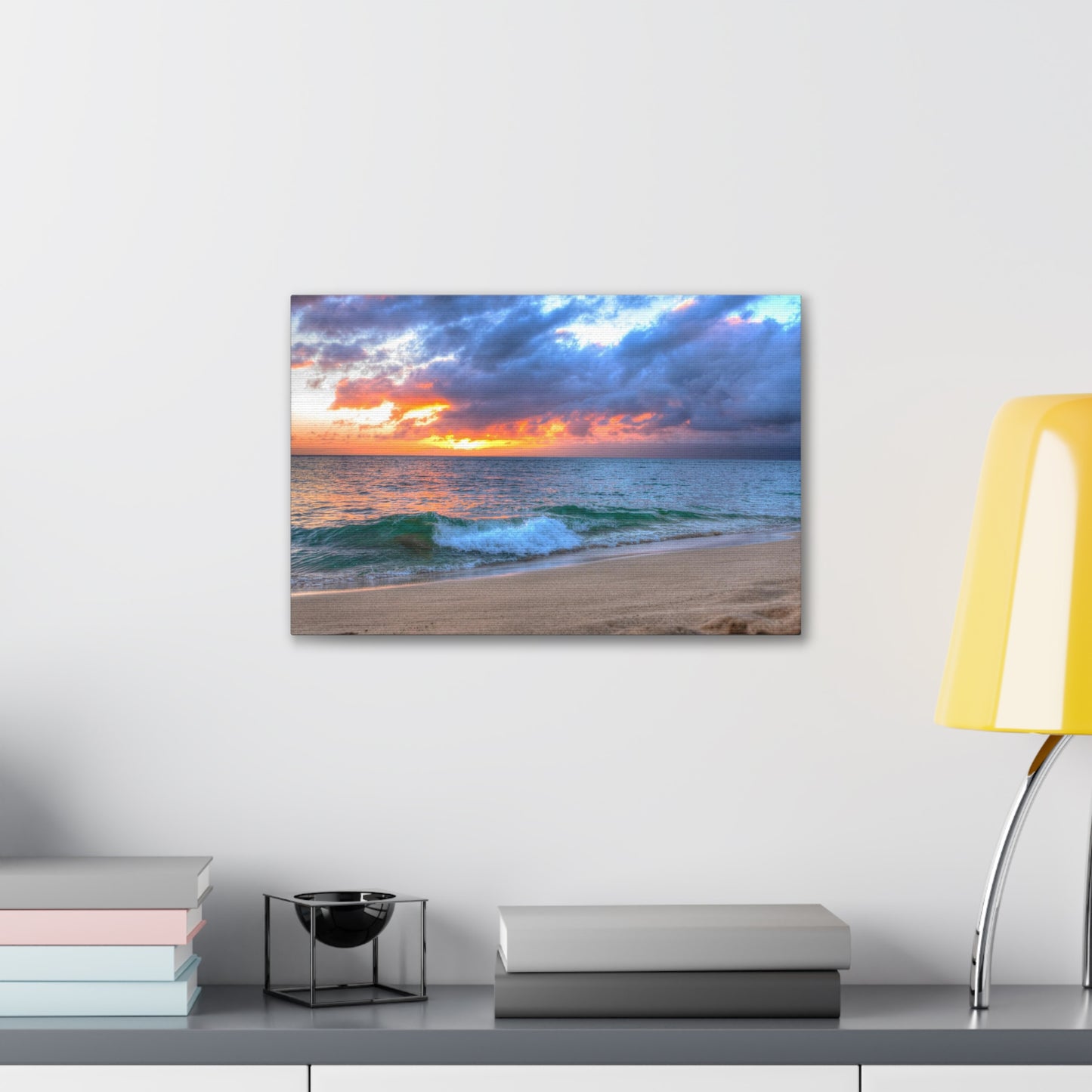 Canvas Print Of A Wave At Sunset In Hawaii For Wall Art