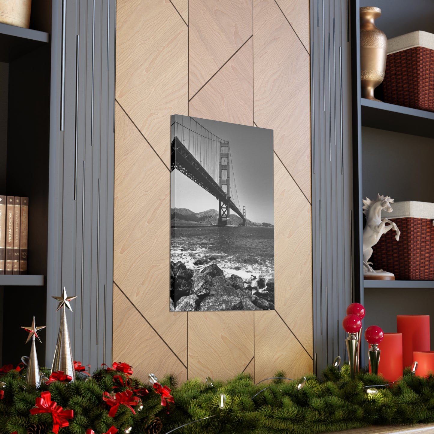 Canvas Print Of The Golden Gate Bridge In San Francisco In  Black & White For Wall Art