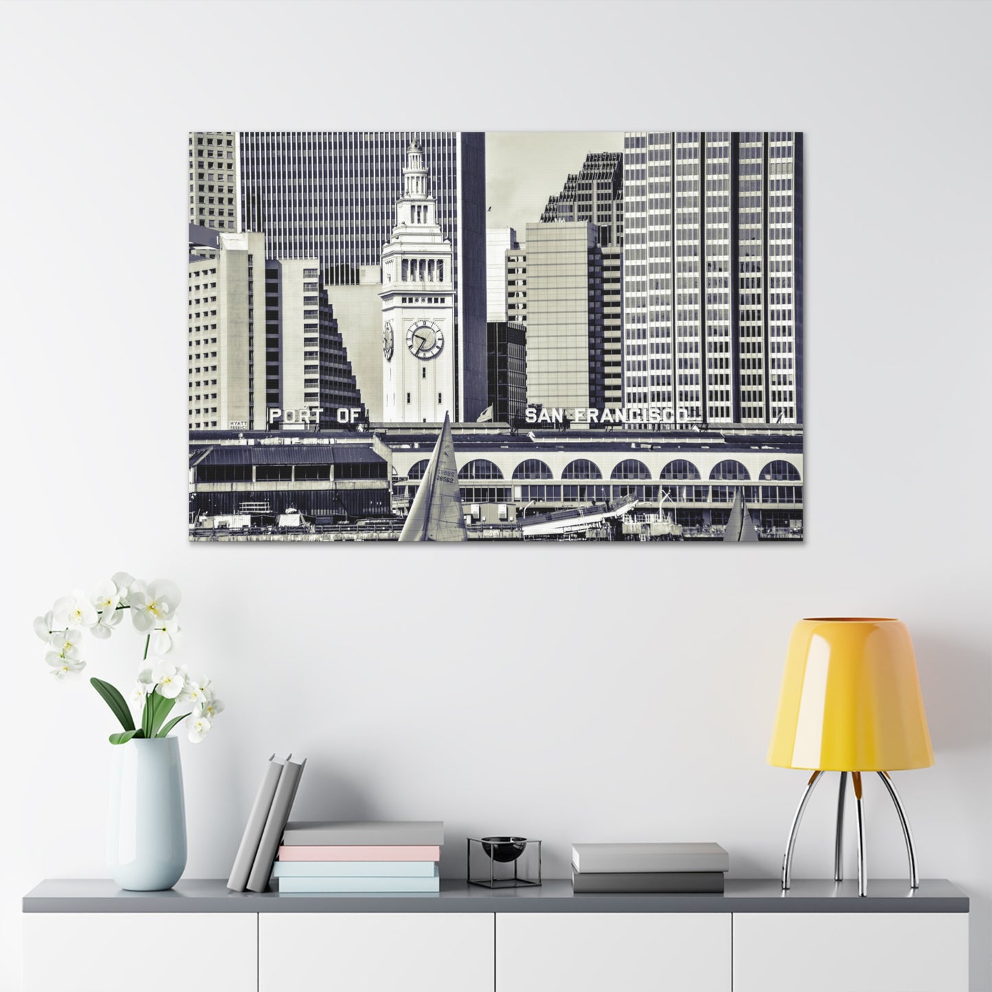 Canvas Print Of Sailboats And The Ferry Building And San Francisco For Wall Art