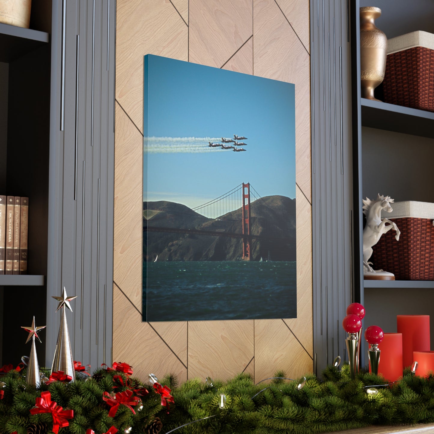 Canvas Print Of Blue Angels And Golden Gate Bridge In San Francisco For Wall Art