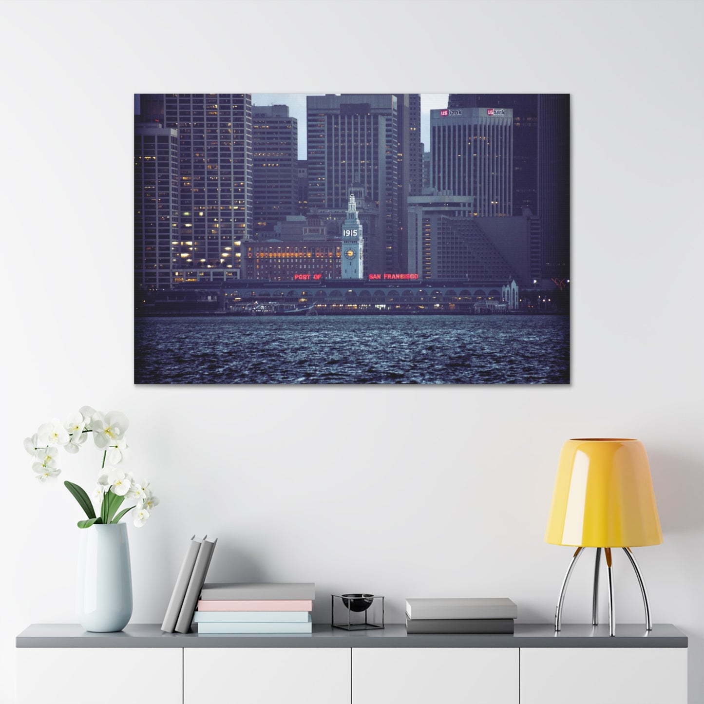 Canvas Print Of Ferry Building And Skyline In San Francisco For Wall Art