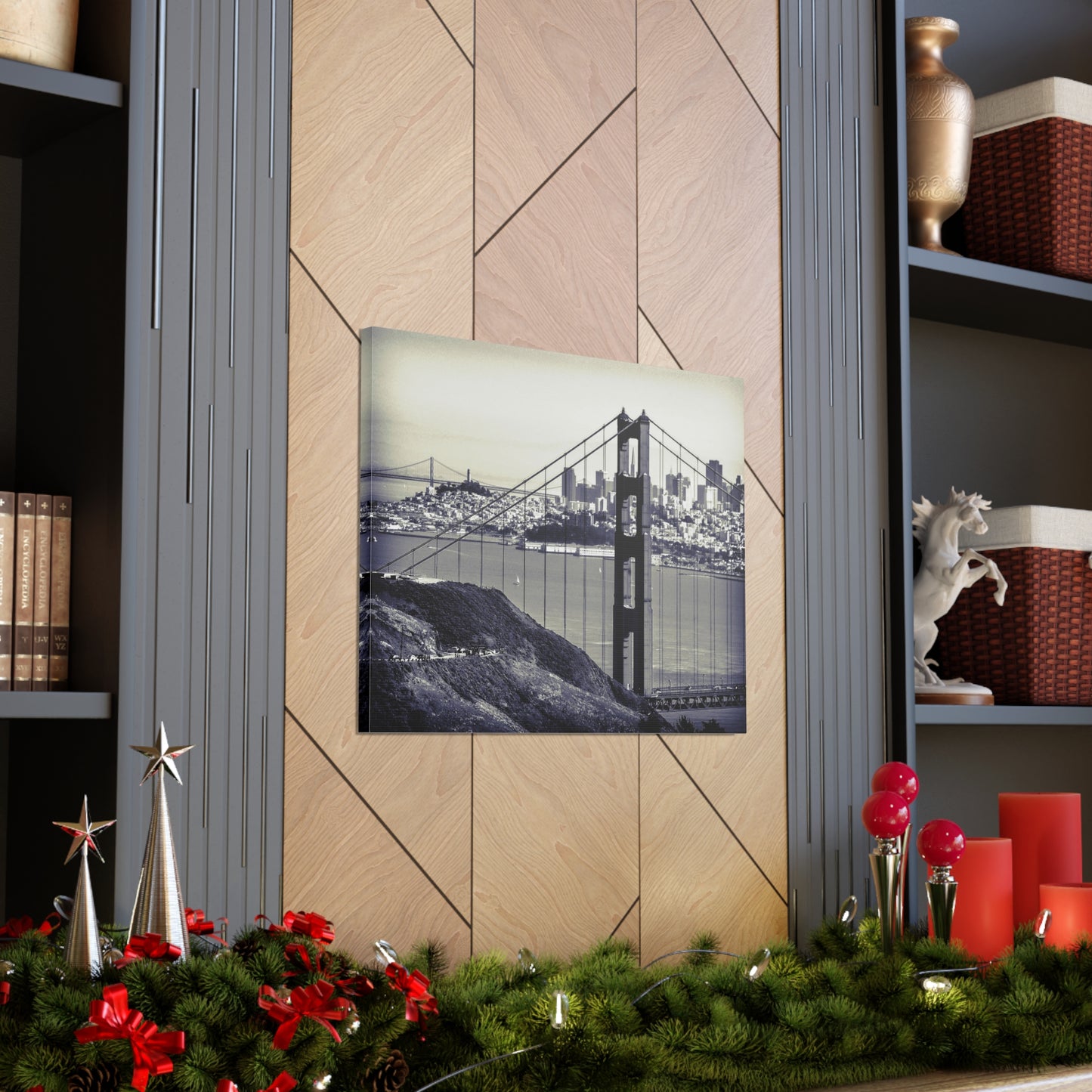 Canvas Print Of Golden Gate Bridge & Coit Tower In San Francisco For Wall Art
