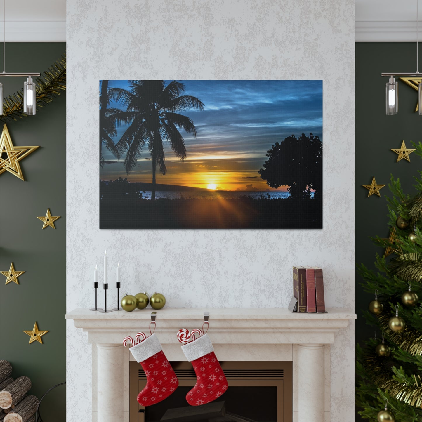 Canvas Print Of Palm Trees At Sunset In Hawaii For Wall Art