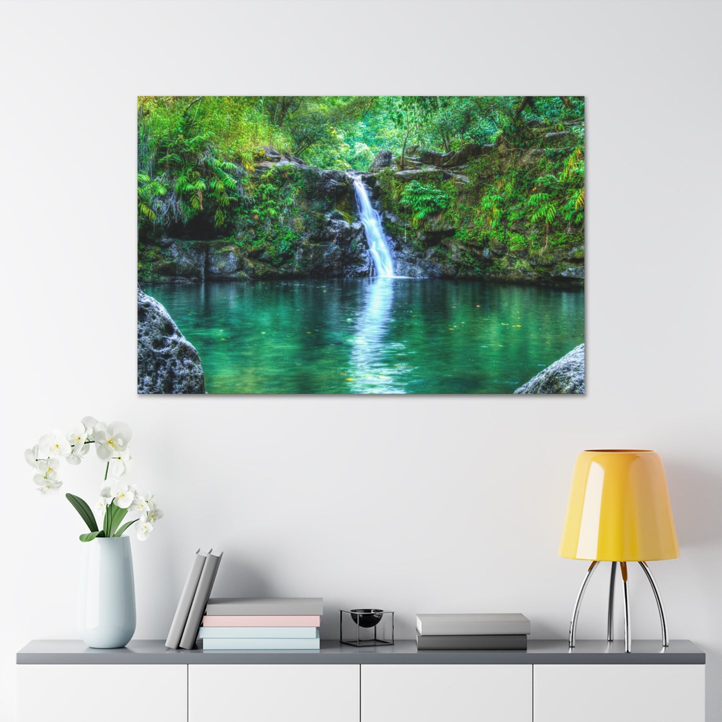 Canvas Print Of Waterfall In Hawaii For Wall Art