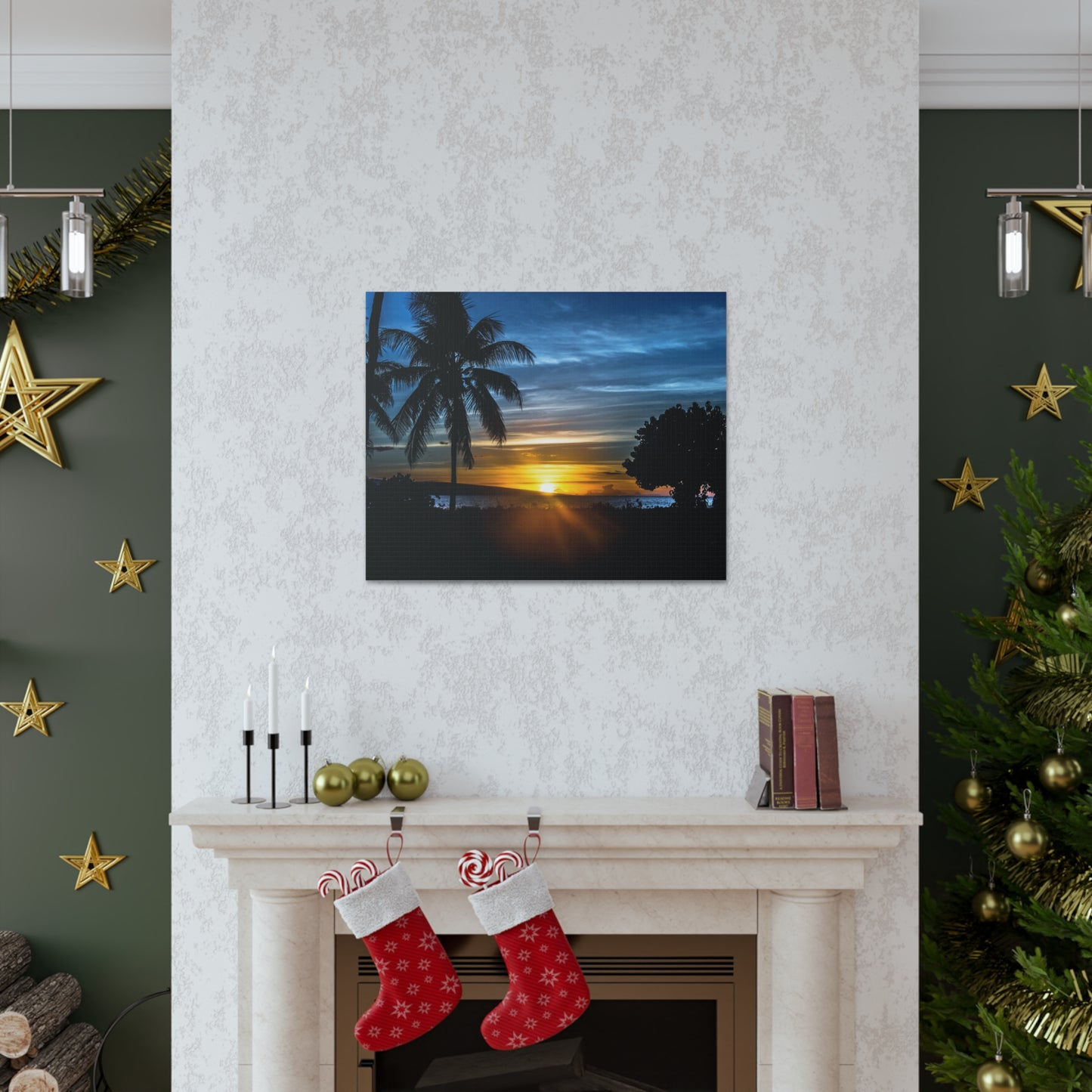 Canvas Print Of Palm Trees At Sunset In Hawaii For Wall Art