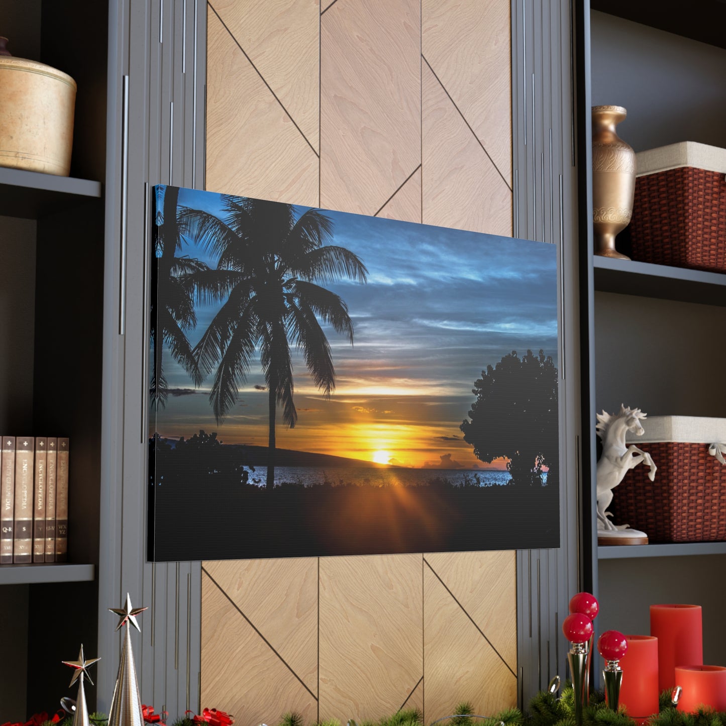 Canvas Print Of Palm Trees At Sunset In Hawaii For Wall Art