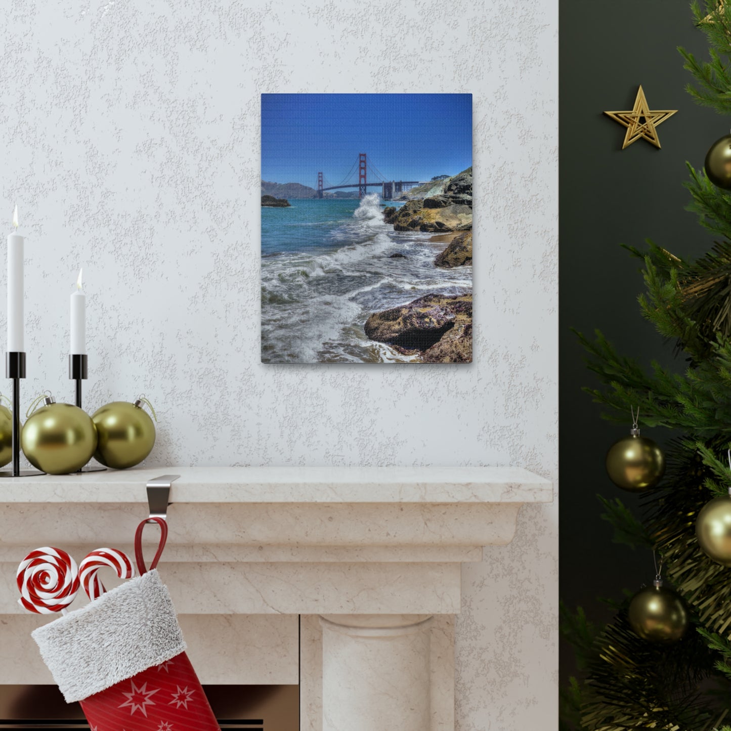 Canvas Print Of Marshall's Beach And The Golden Gate Bridge In San Francisco For Wall Art